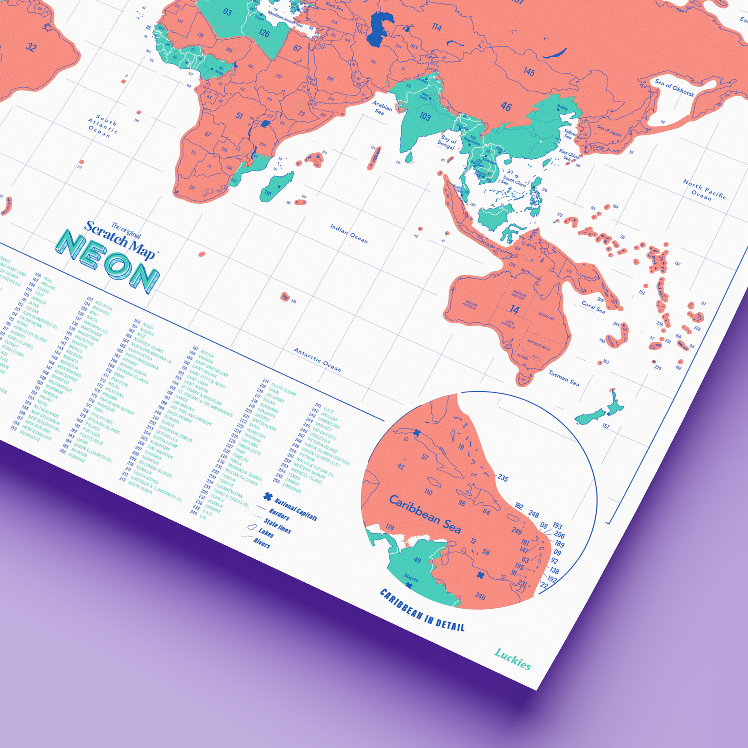 Scratch Map Neon Korall