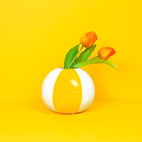 Ceramic vase Beachball. Yellow 14 cm