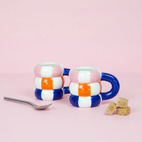 Set of 2 Ceramic Coffee Cups Floats, blue