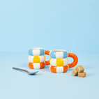 Set of 2 Ceramic Coffee Cups Floats, orange
