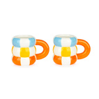 Set of 2 Ceramic Coffee Cups Floats, orange