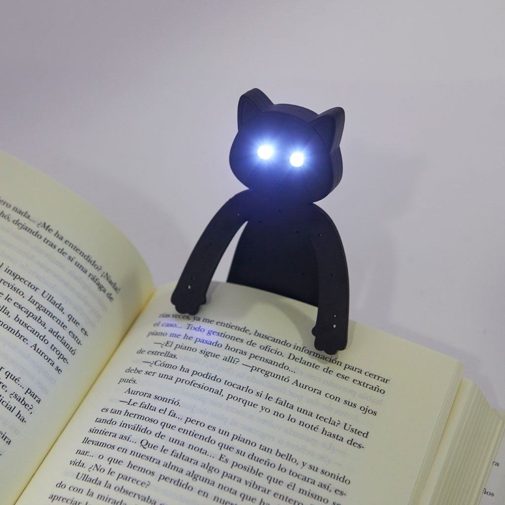 Boklampa Katt  i Svart silikon, Meow