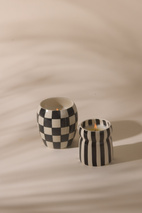 Cabana  Black striped Ceramic Candle - Lava Stone