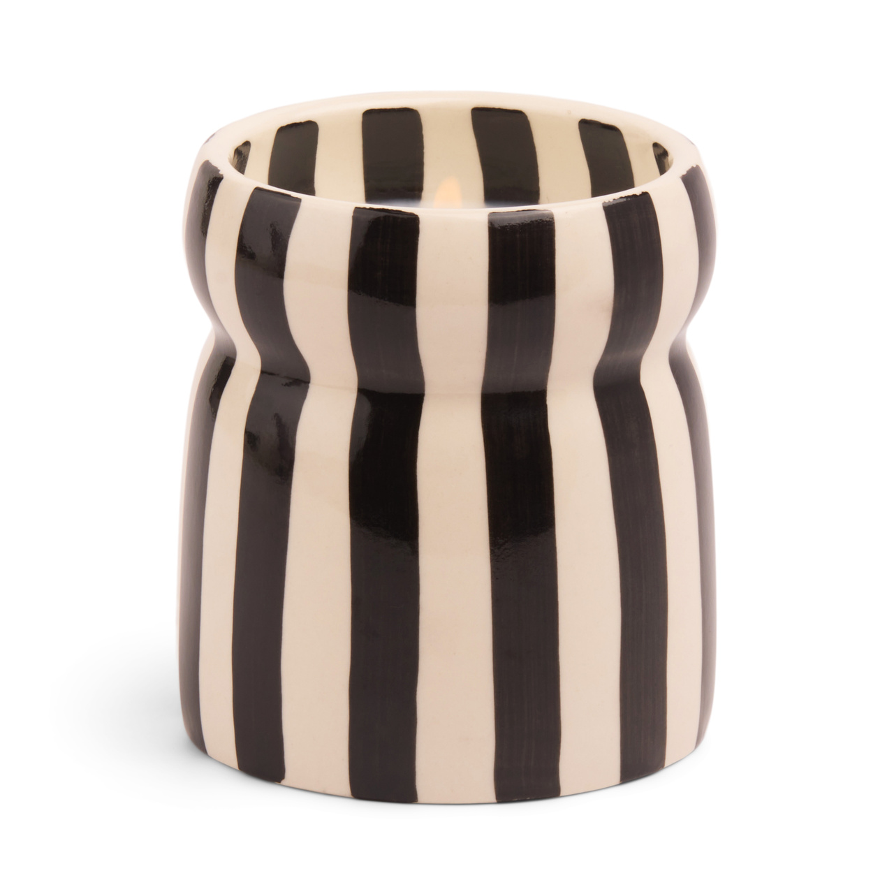 Cabana  Black striped Ceramic Candle - Lava Stone