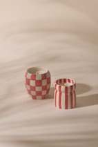 Cabana  Red striped Ceramic Candle - Hibiscus Bay Boxed