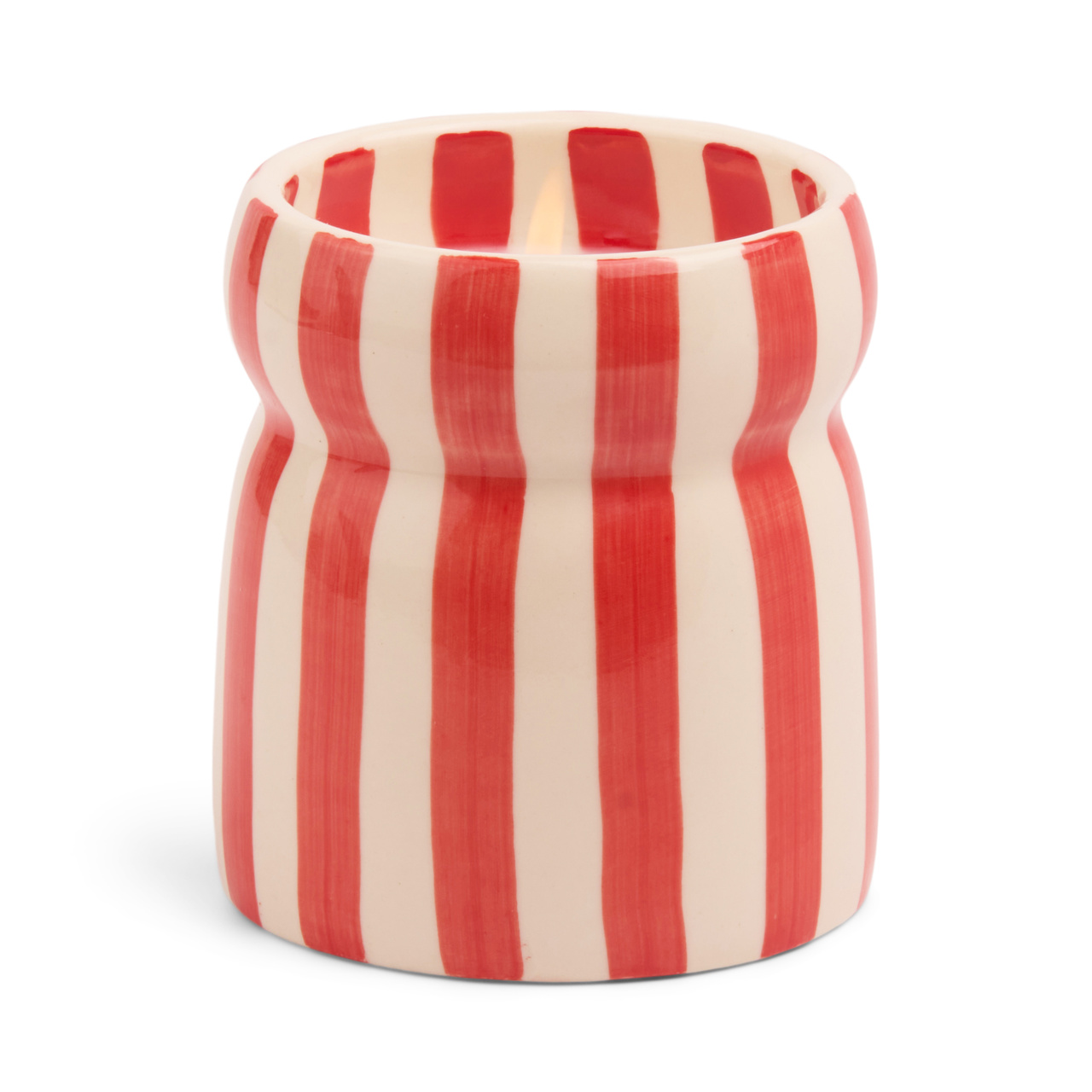 Cabana  Red striped Ceramic Candle - Hibiscus Bay Boxed