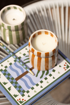 Cabana  Rust striped Ceramic Candle - Sienna Sunset Boxed