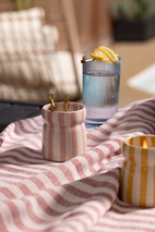 Cabana  Rust striped Ceramic Candle - Sienna Sunset Boxed