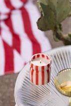 Cabana  Red striped Ceramic Candle - Hibiscus Bay Boxed