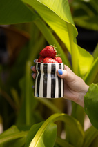 Cabana  Black striped Ceramic Candle - Lava Stone