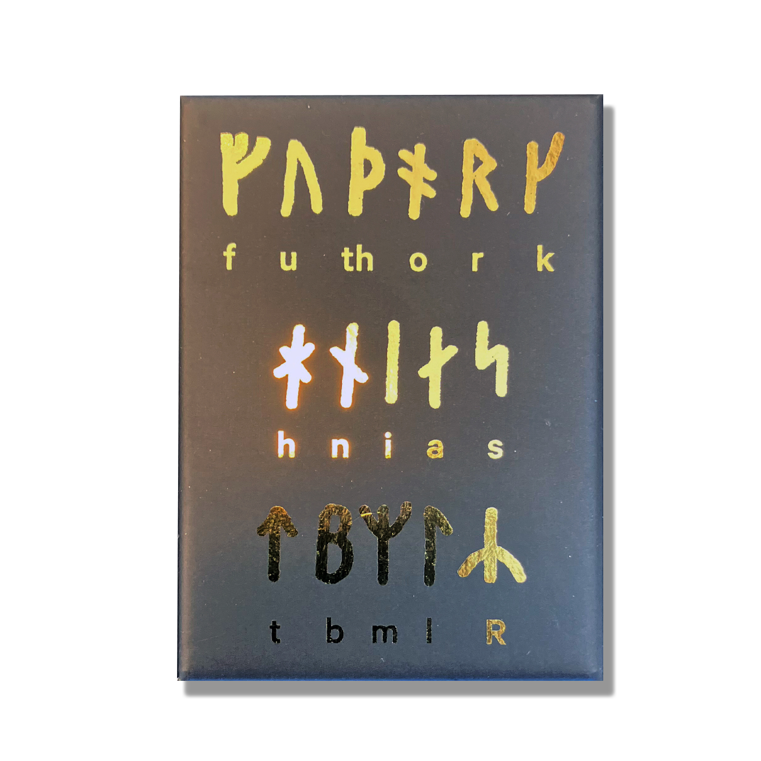 Magnet 90x65 Runes. matt black with gold runes