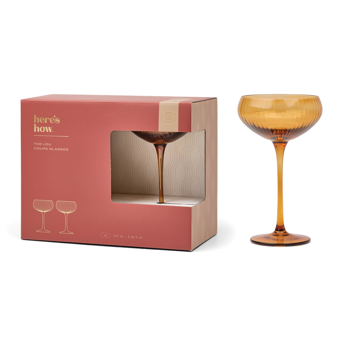 Glas Coupe The Lou- Set om 2- Bärnsten