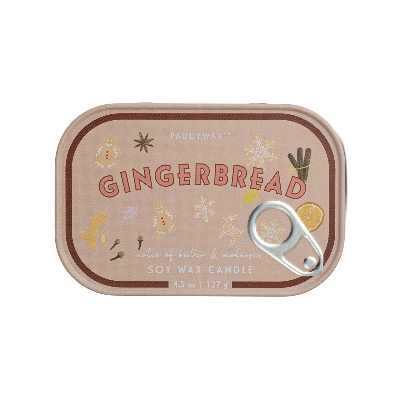 Bistro 127g Gingerbread Printed Tin Candle - Gingerbread