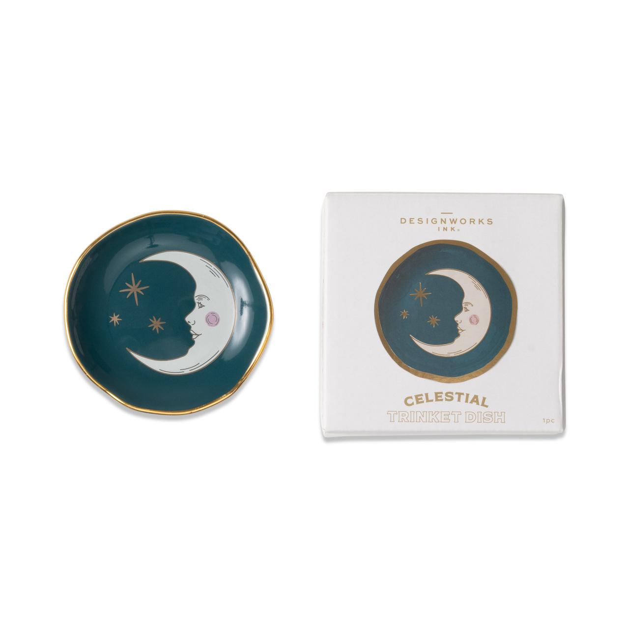 Smyckesskål i keramik Celestial - Teal Moon