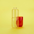 Flaska o Glas Piller, Röd/Gul glas 500 ml