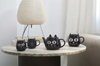 Kaffekoppar Wake cat  x 2 svart keramik