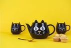 Kaffekoppar Wake cat  x 2 svart keramik