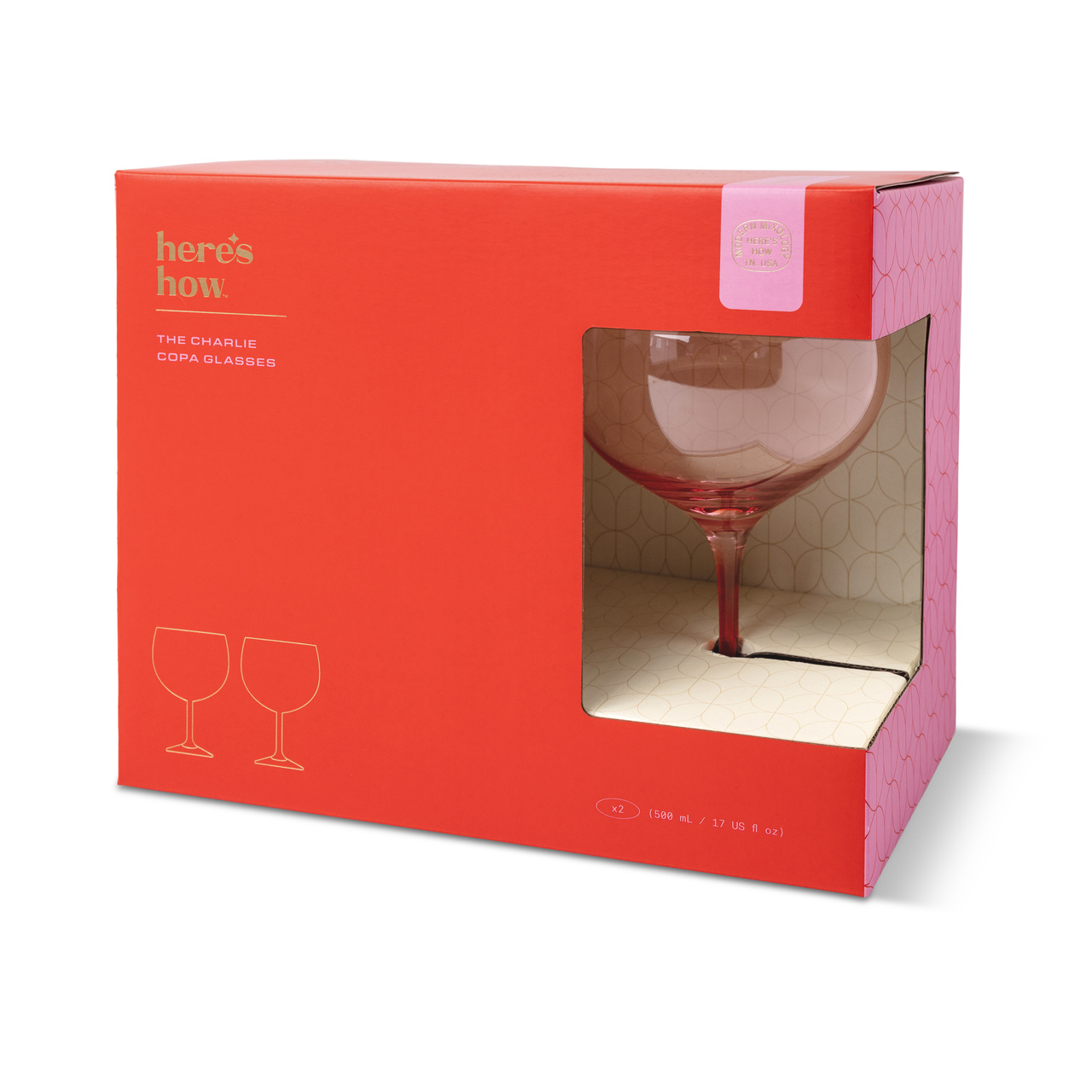Copa-glas The Charlie, Set om två - Rosa + Körsbärsrött