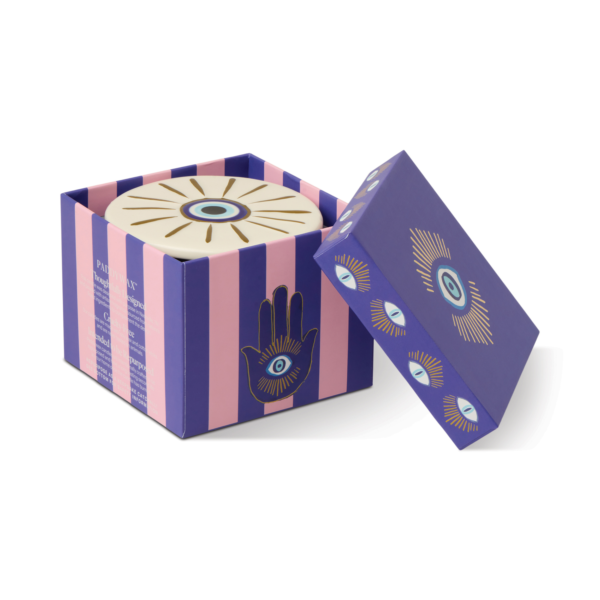 Doftljus Charmed Evil Eye 226 g- Blått Glas med lock i keramik - Incense & Smoke