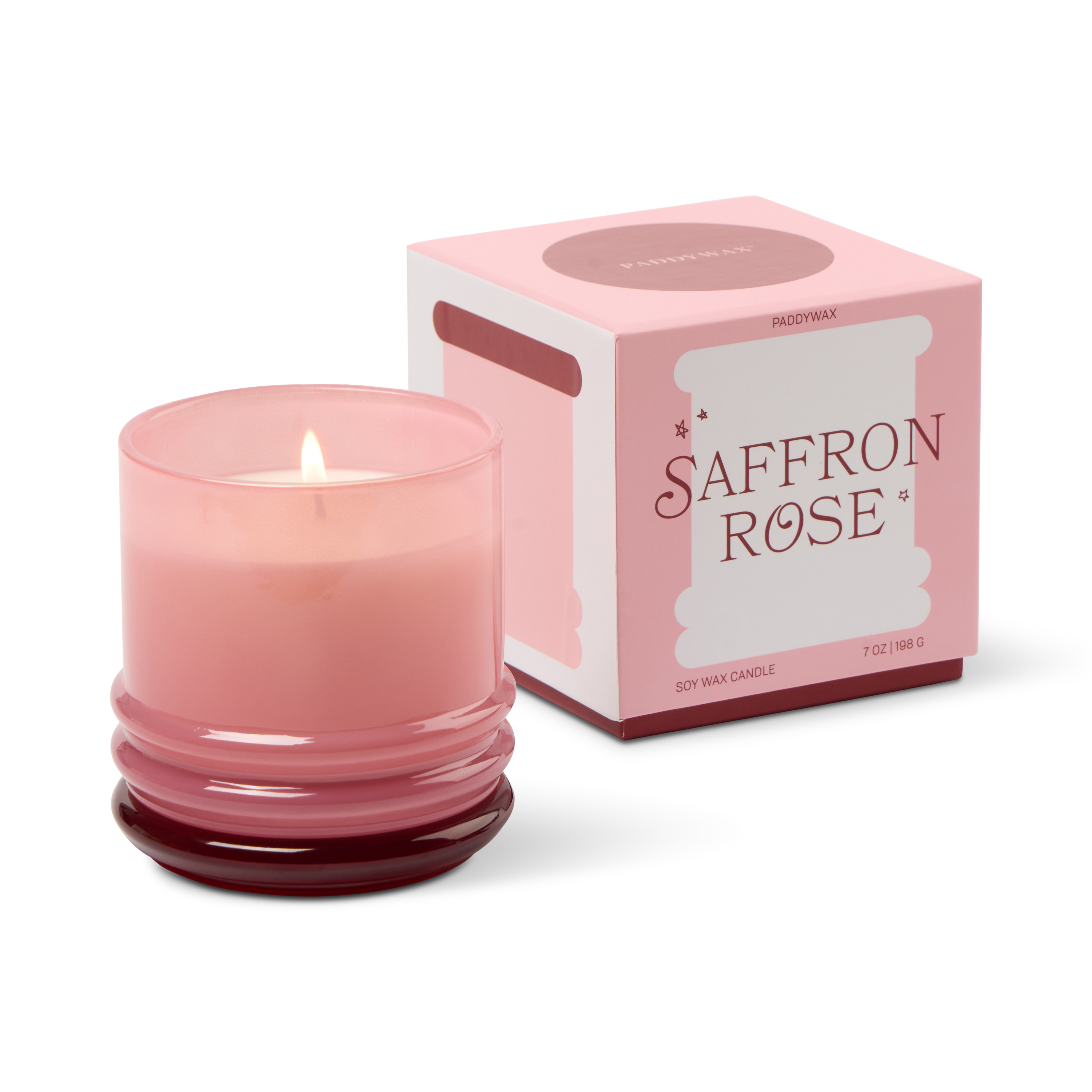 Doftljus Stacked i 2 färgat glas- Rosa/ Rött - Saffron Rose