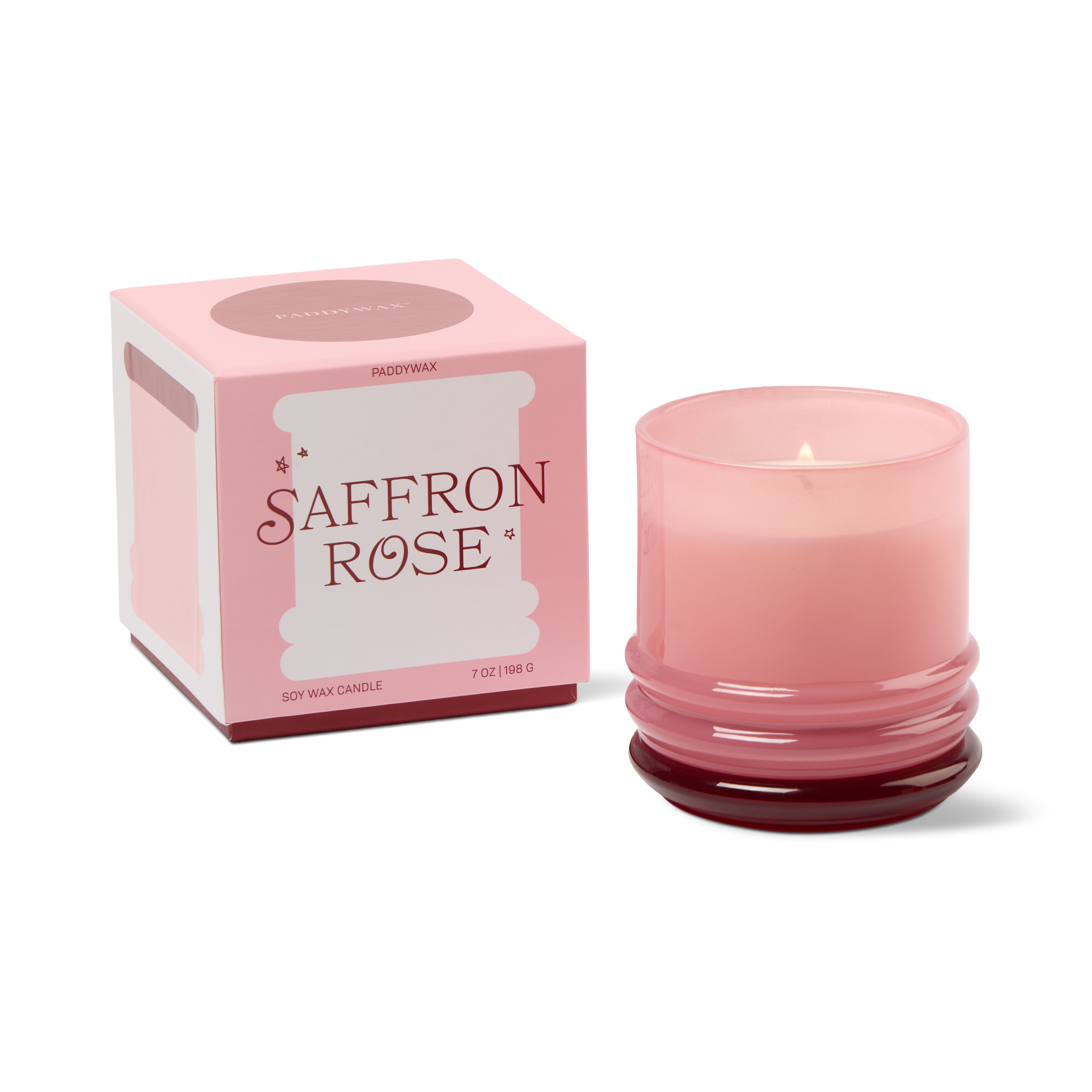 Doftljus Stacked i 2 färgat glas- Rosa/ Rött - Saffron Rose