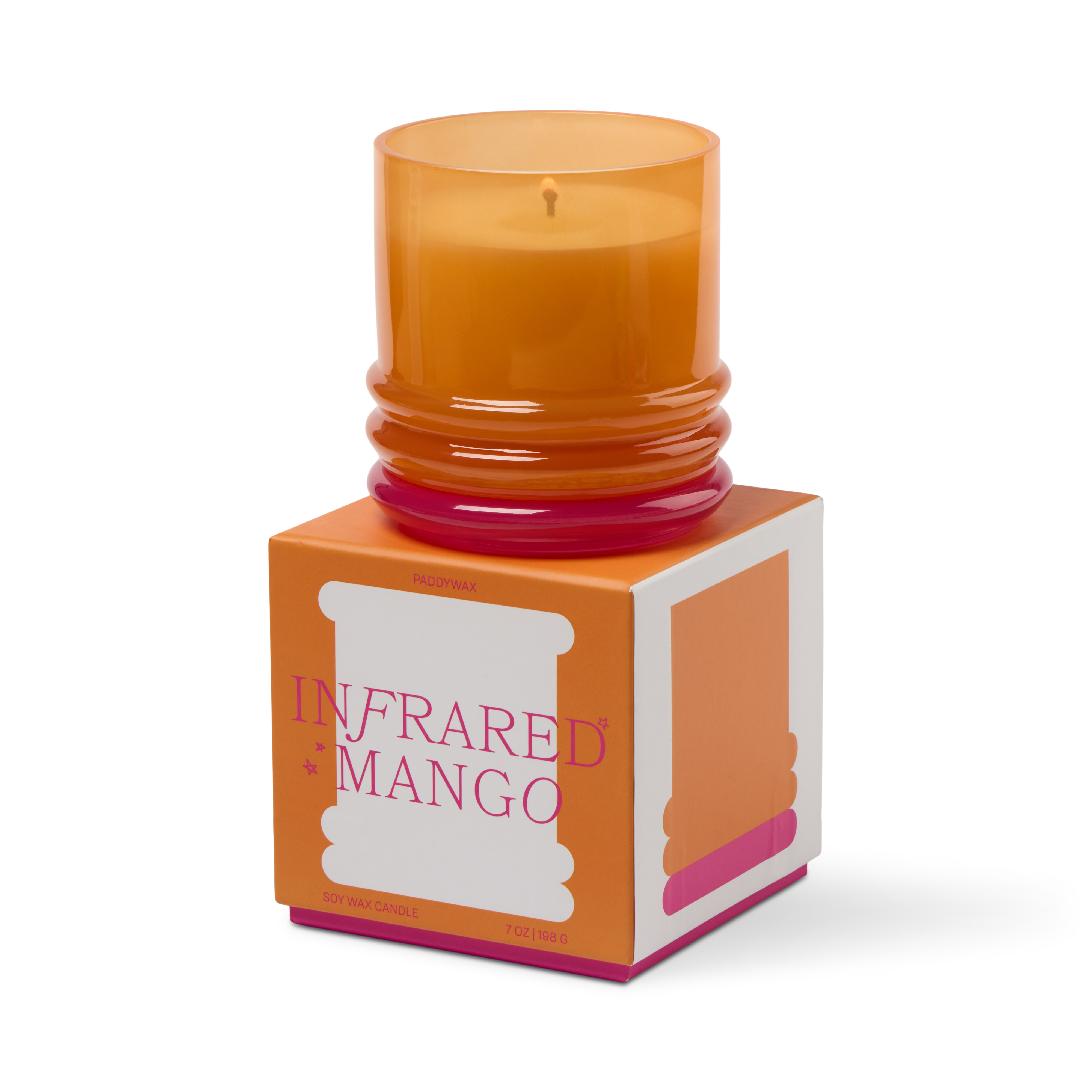 Doftljus Stacked i 2 färgat glas-  Orange / knallrosa - Infraröd mango