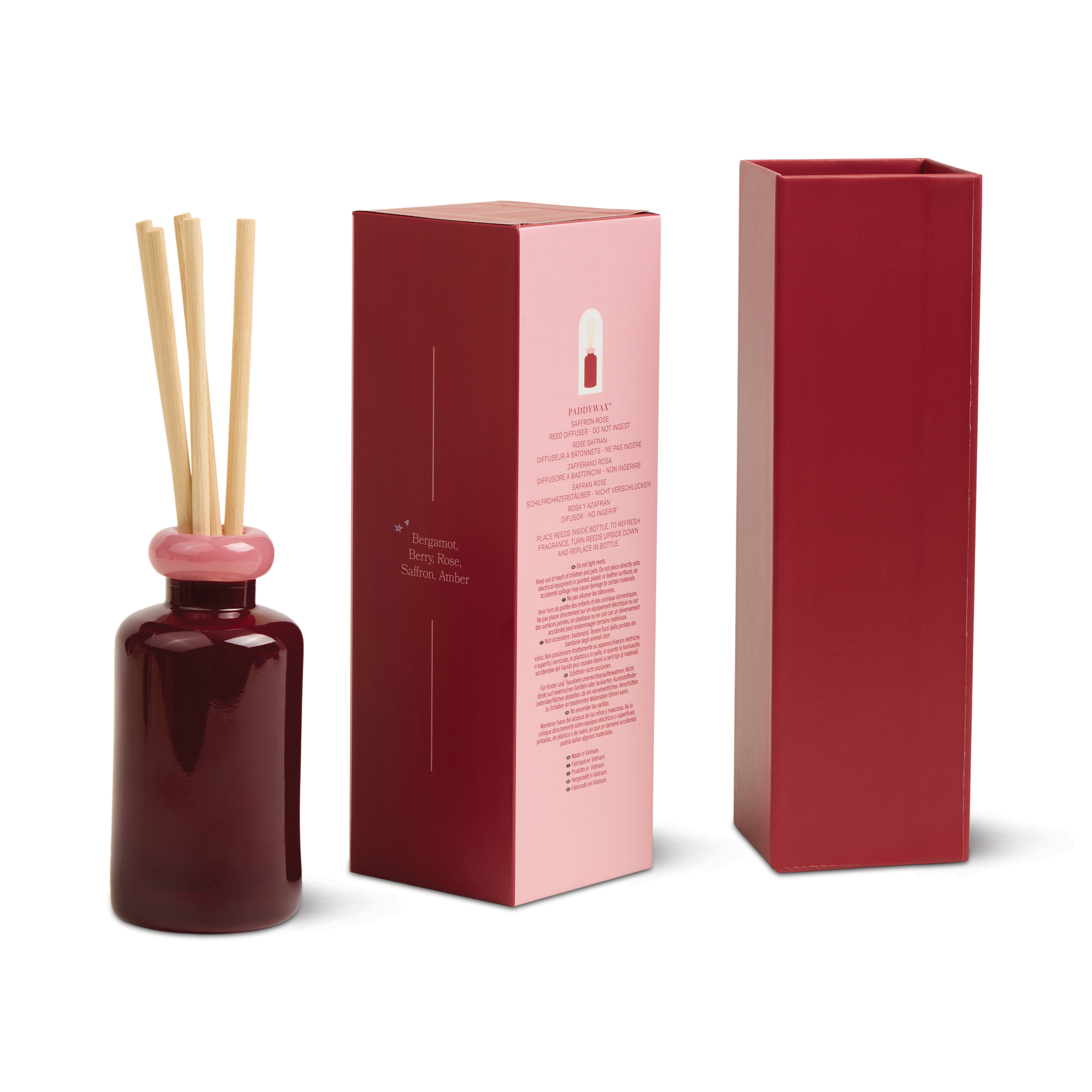 Doftdiffuser Stacked i 2 färgat glas Röd/ Rosa - Saffron Rose