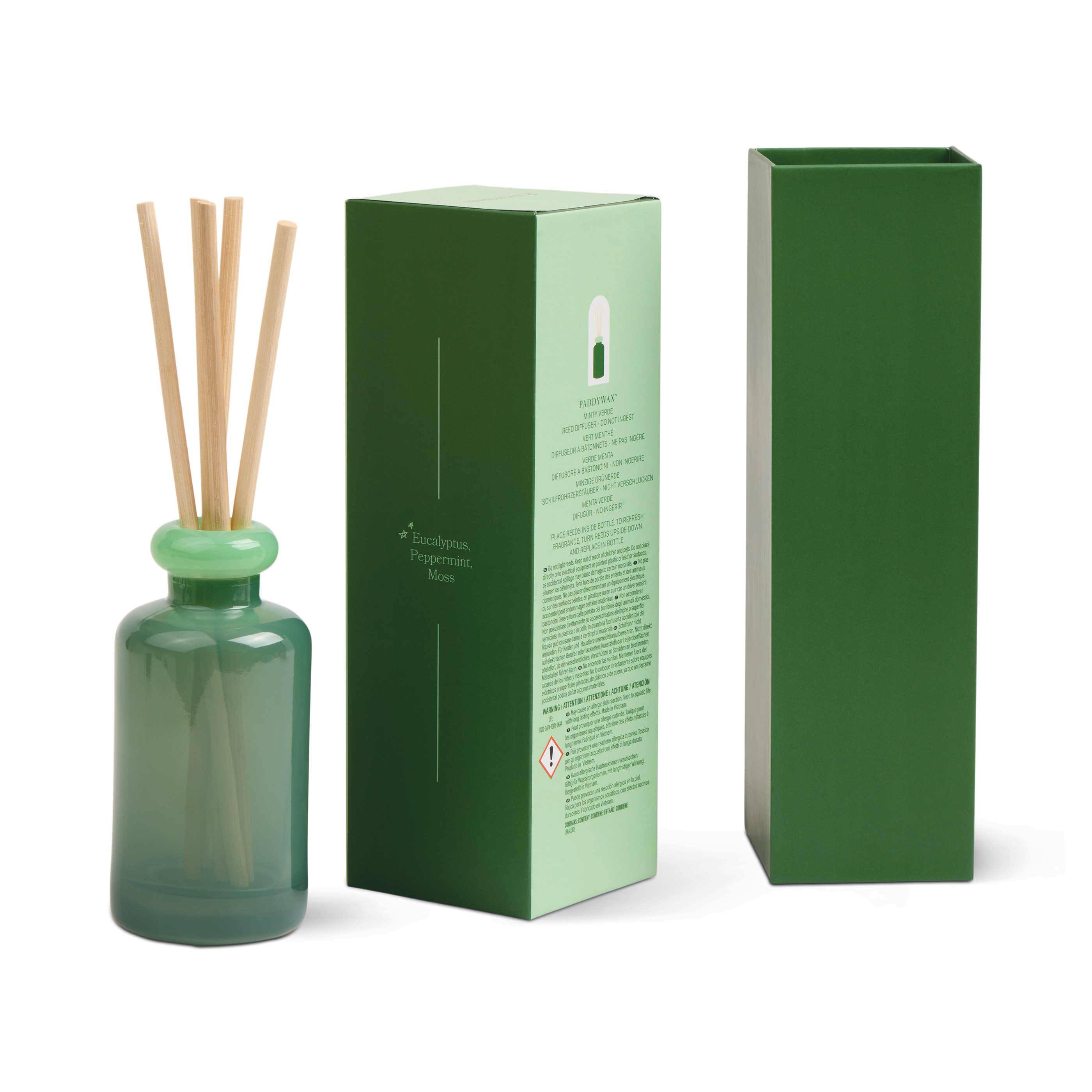 Doftdiffuser Stacked i 2 färgat glas- Mörkgrön/ klargrön - Minty Verde