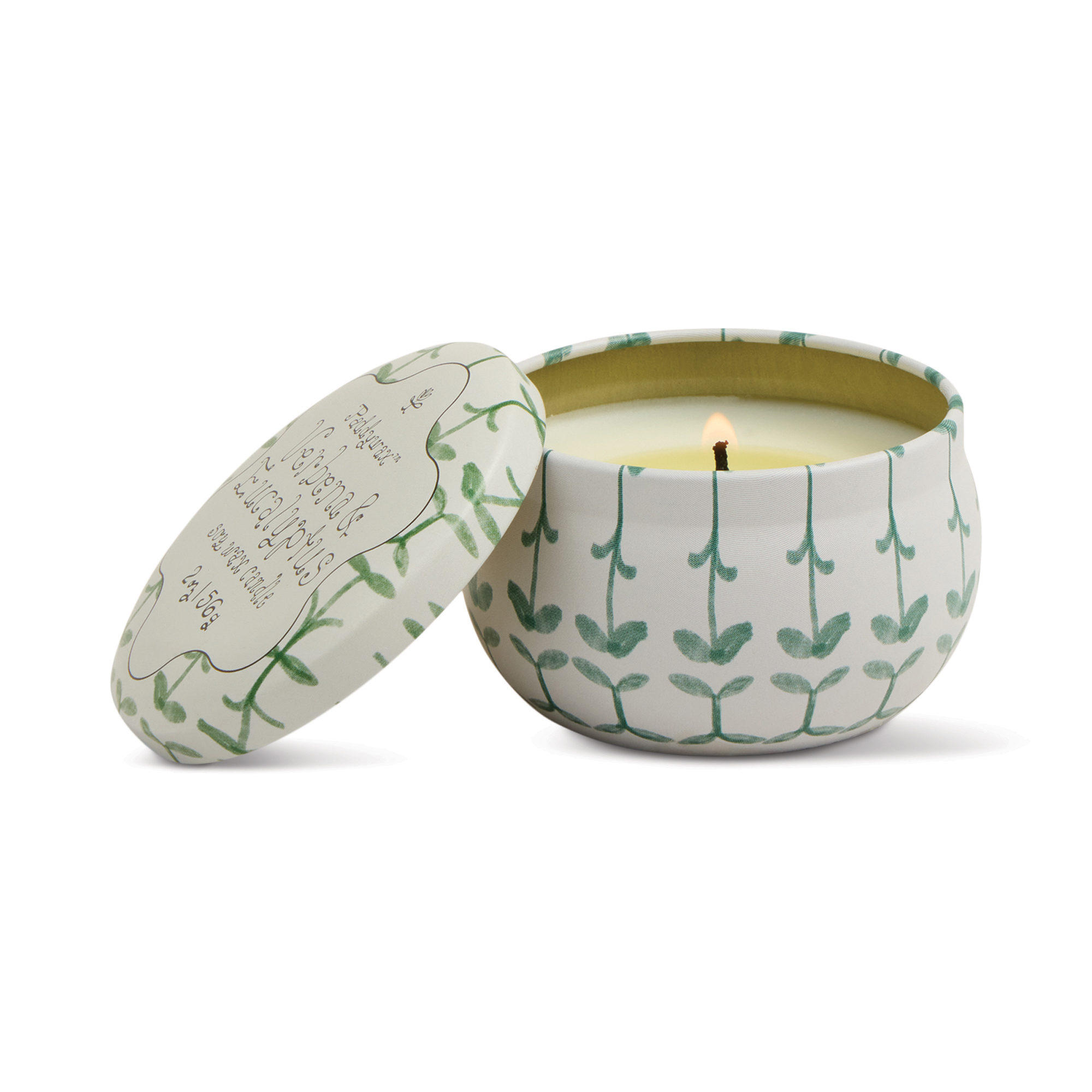 Doftljus mini Tulip i plåtask 56g  - Verbena & Lemongrass