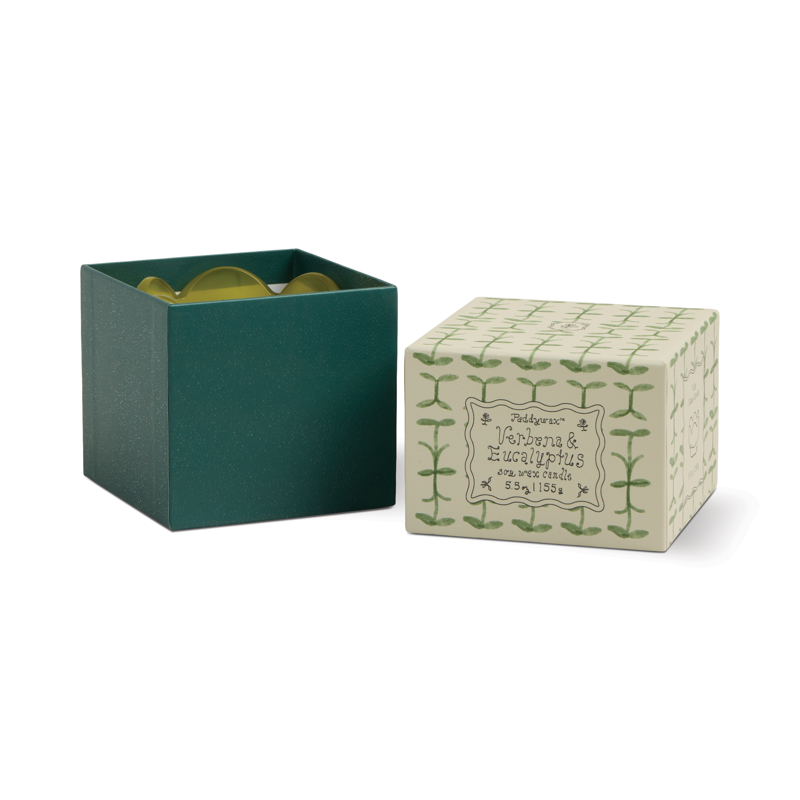 Doftljus Tulpan i tonat glas - Grönt/mörkgrönt - Verbena & Lemongrass