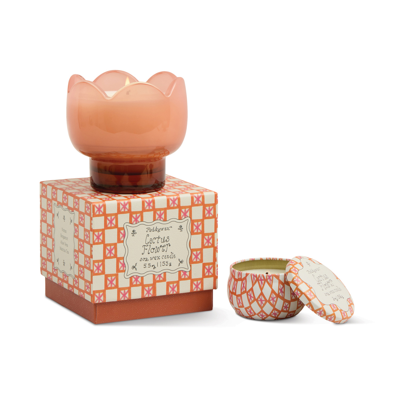 Doftljus Tulpan i tonat glas - Rosa /mörkorange  - Cactusflower