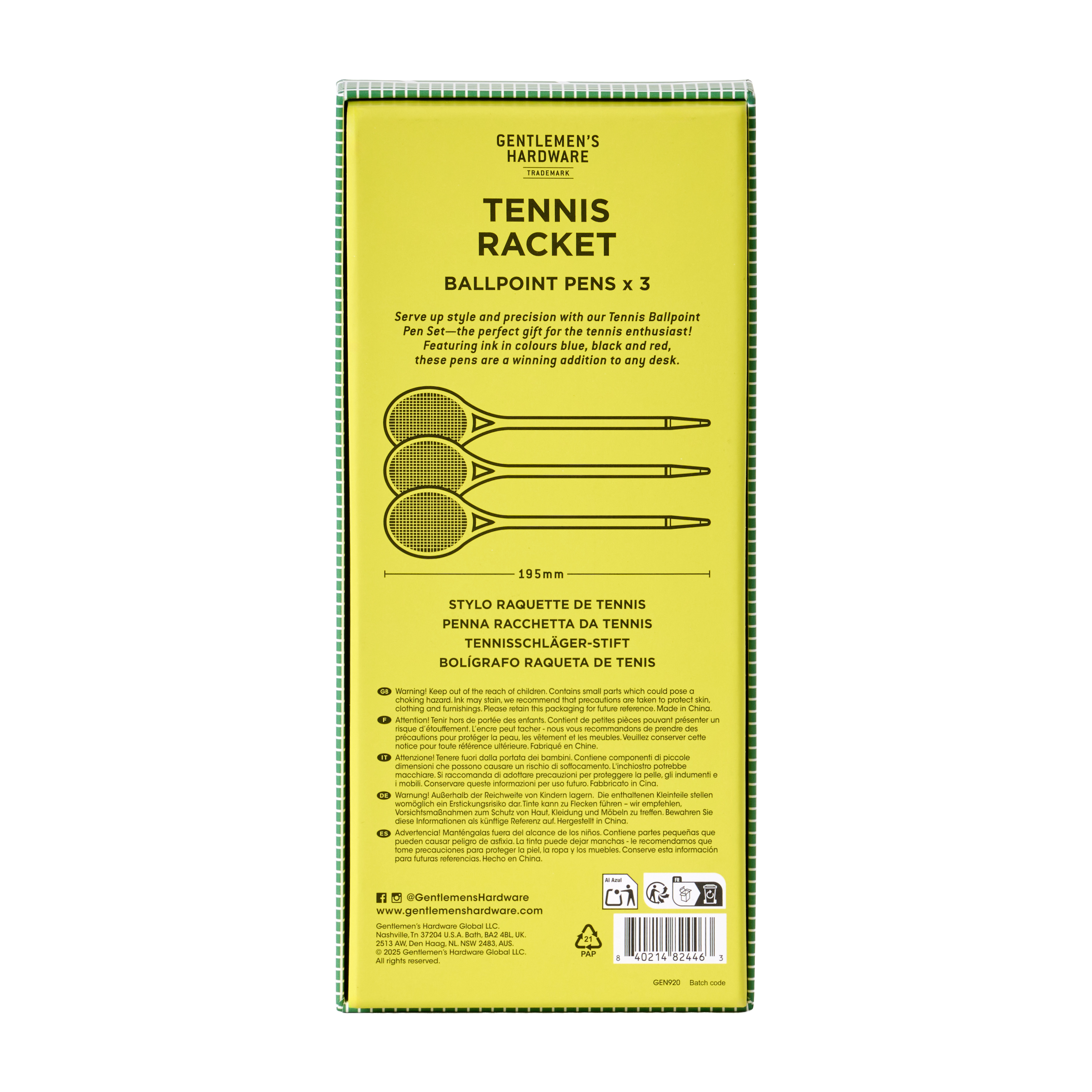 Kulspetspennor Tennisracket (Set om 3)