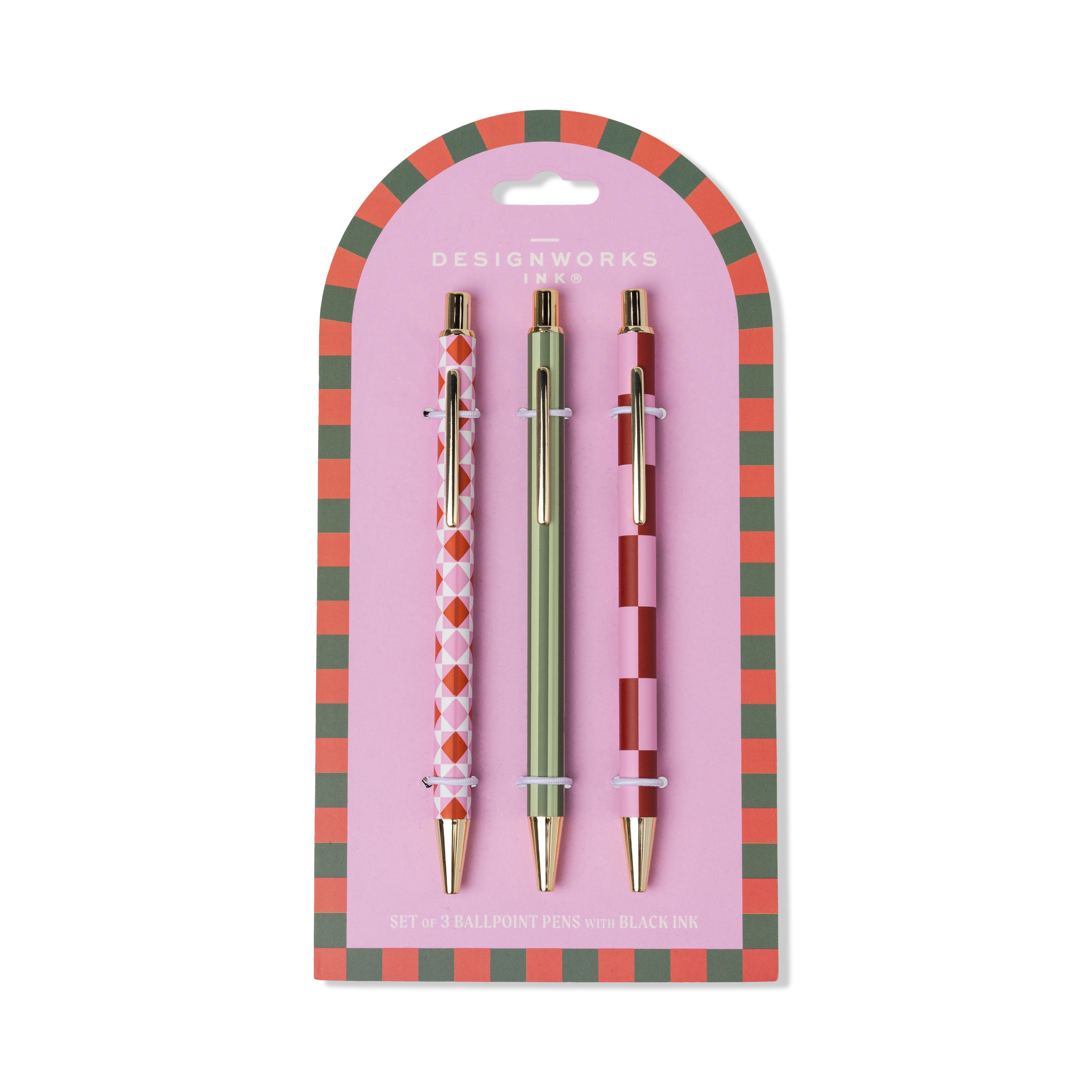 Set med 3 pennor Adopo – diamant, rand, check