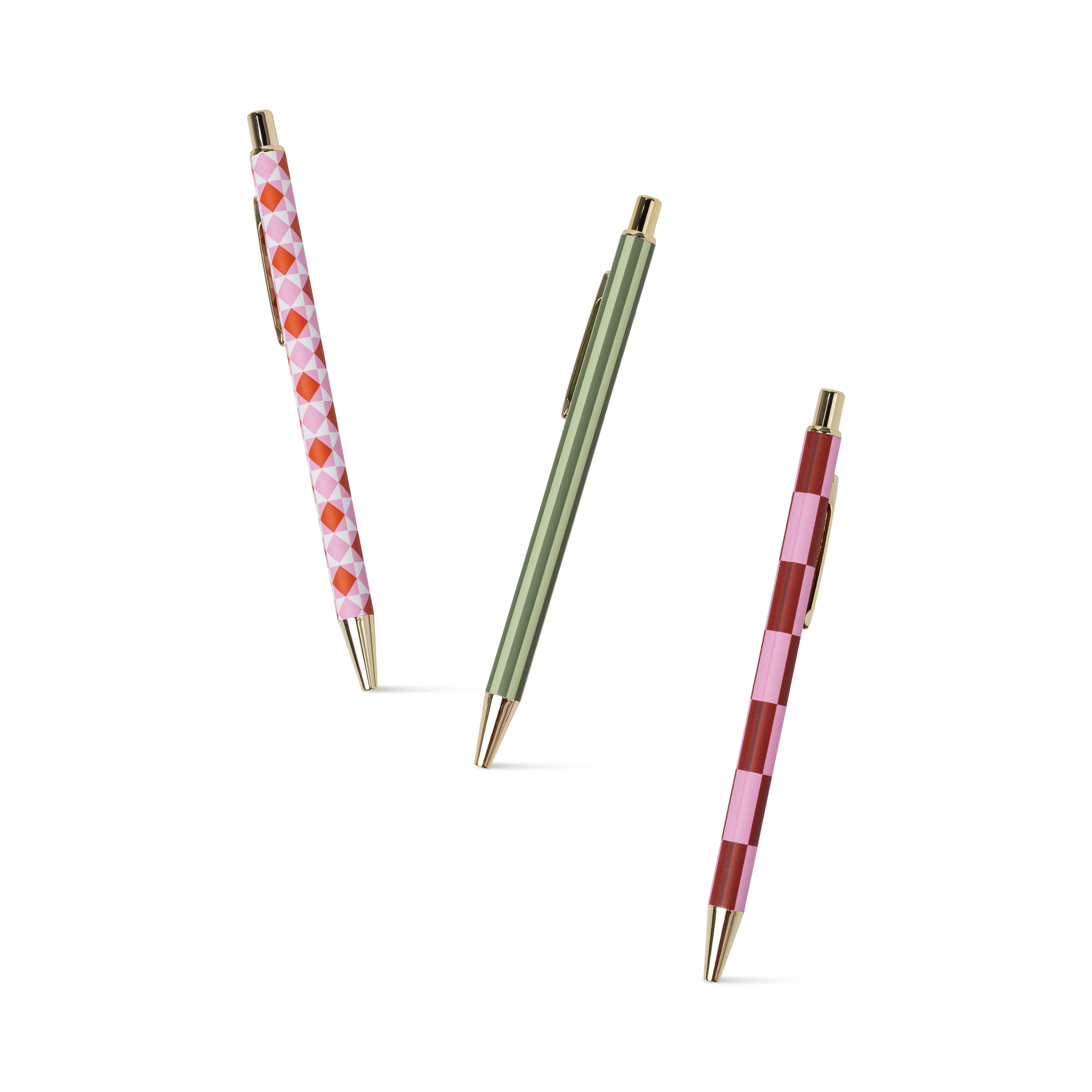 Set med 3 pennor Adopo – diamant, rand, check