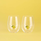 Drinking Glass Botanical, Lemon, Set of 2