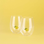 Drinking Glass Botanical, Lemon, Set of 2