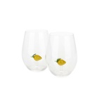Drinking Glass Botanical, Lemon, Set of 2