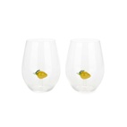 Drinking Glass Botanical, Lemon, Set of 2
