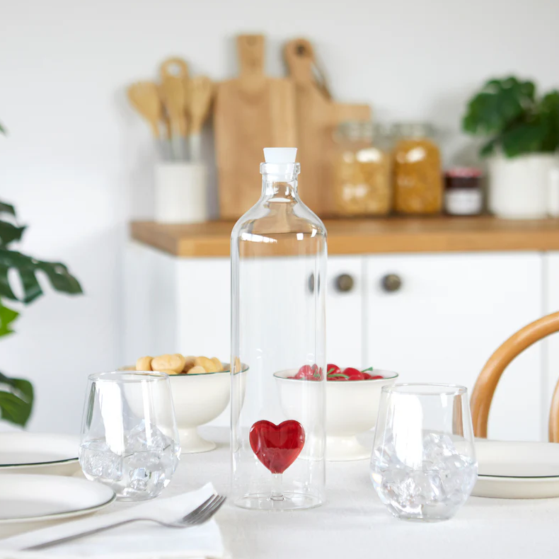 Bottle Atlantis Love, Red Heart, 1.2 l Borosilicate Glass