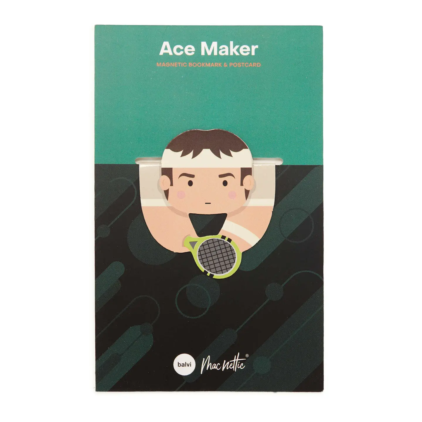 Magnetiskt bokmärke på Vykort Ace Maker, Tennis