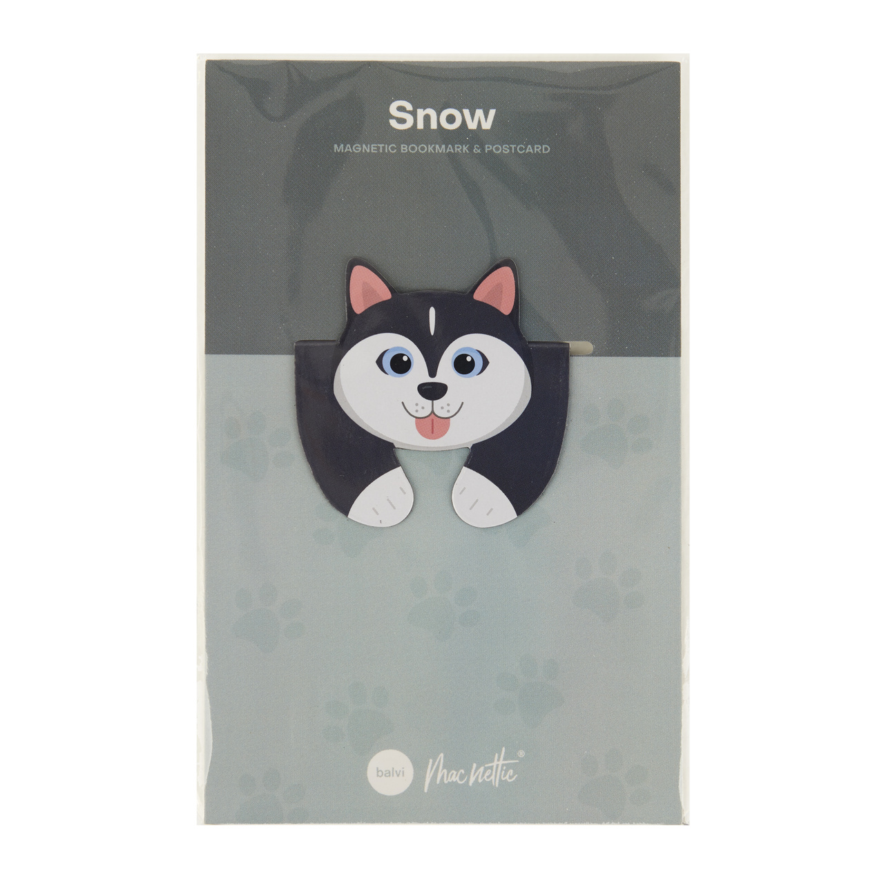 Magnetiskt bokmärke på Vykort Hund Snow