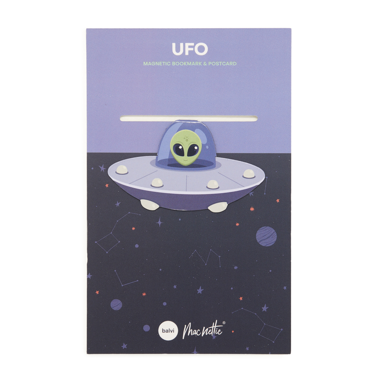 Magnetic bookmark on Postcard UFO