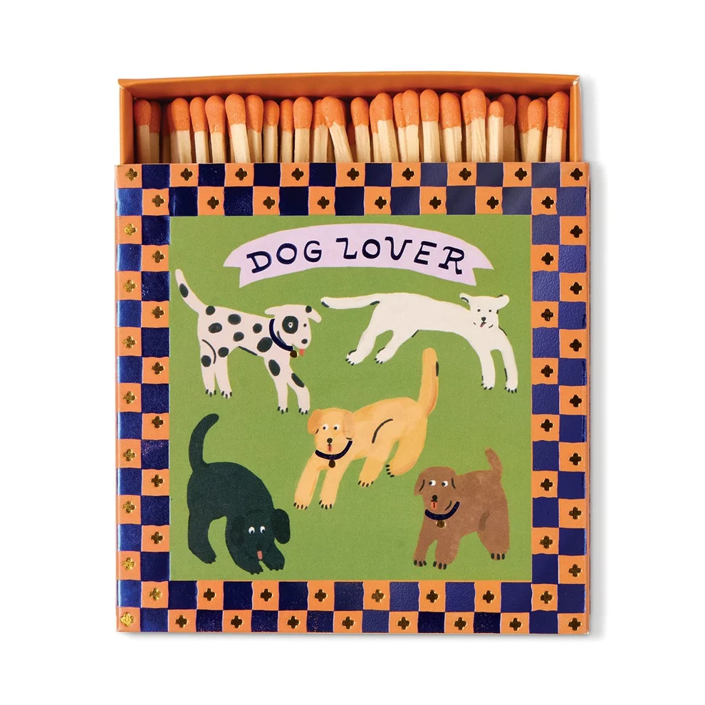 Tändstickor  Stor kvadrastisk ask (125 st) - Dog Lover