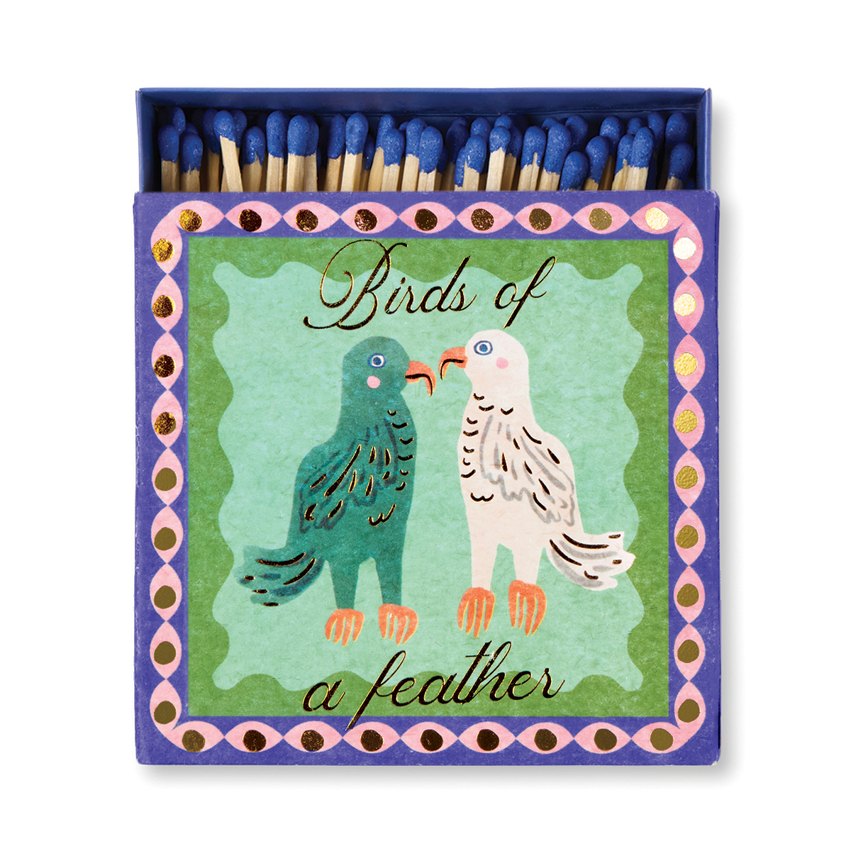 Tändstickor  Stor kvadrastisk ask (125 st) - Birds of a Feather