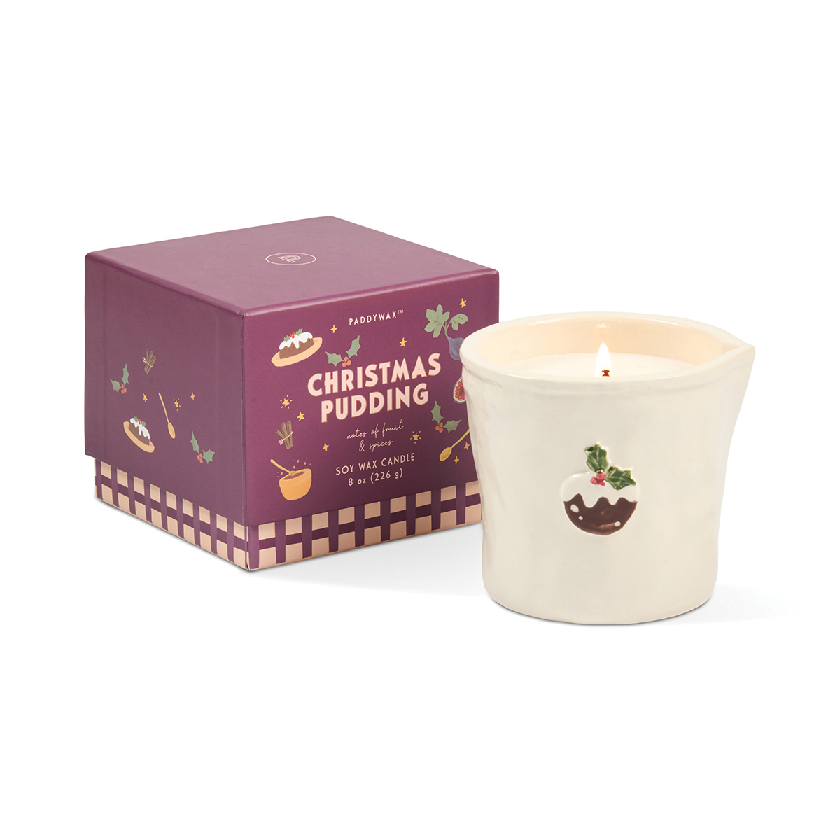 Doftljus i keramikkrus Bistro - Christmas Pudding