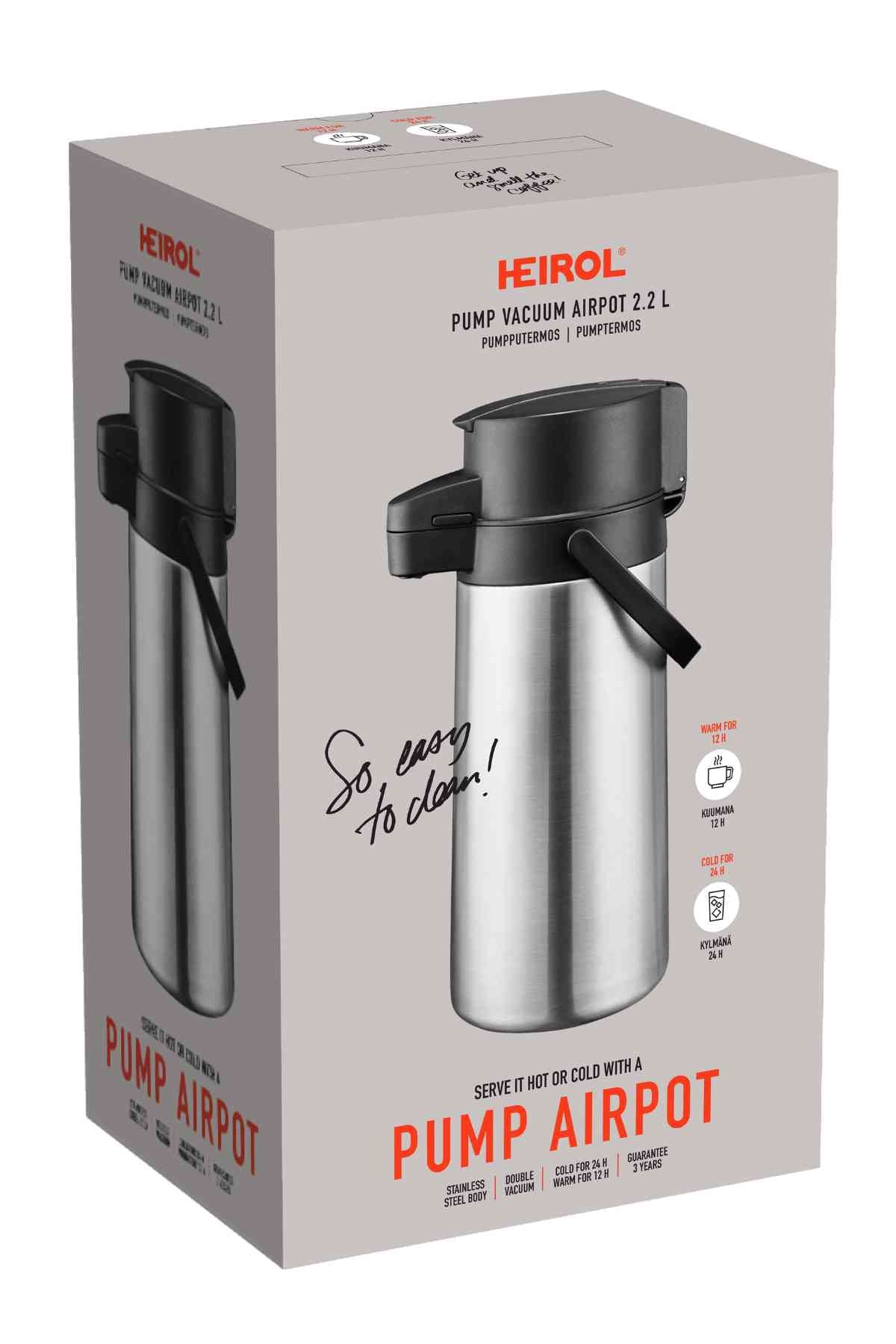 Heirol Pumptermos vakum, 2,2 l , Stål