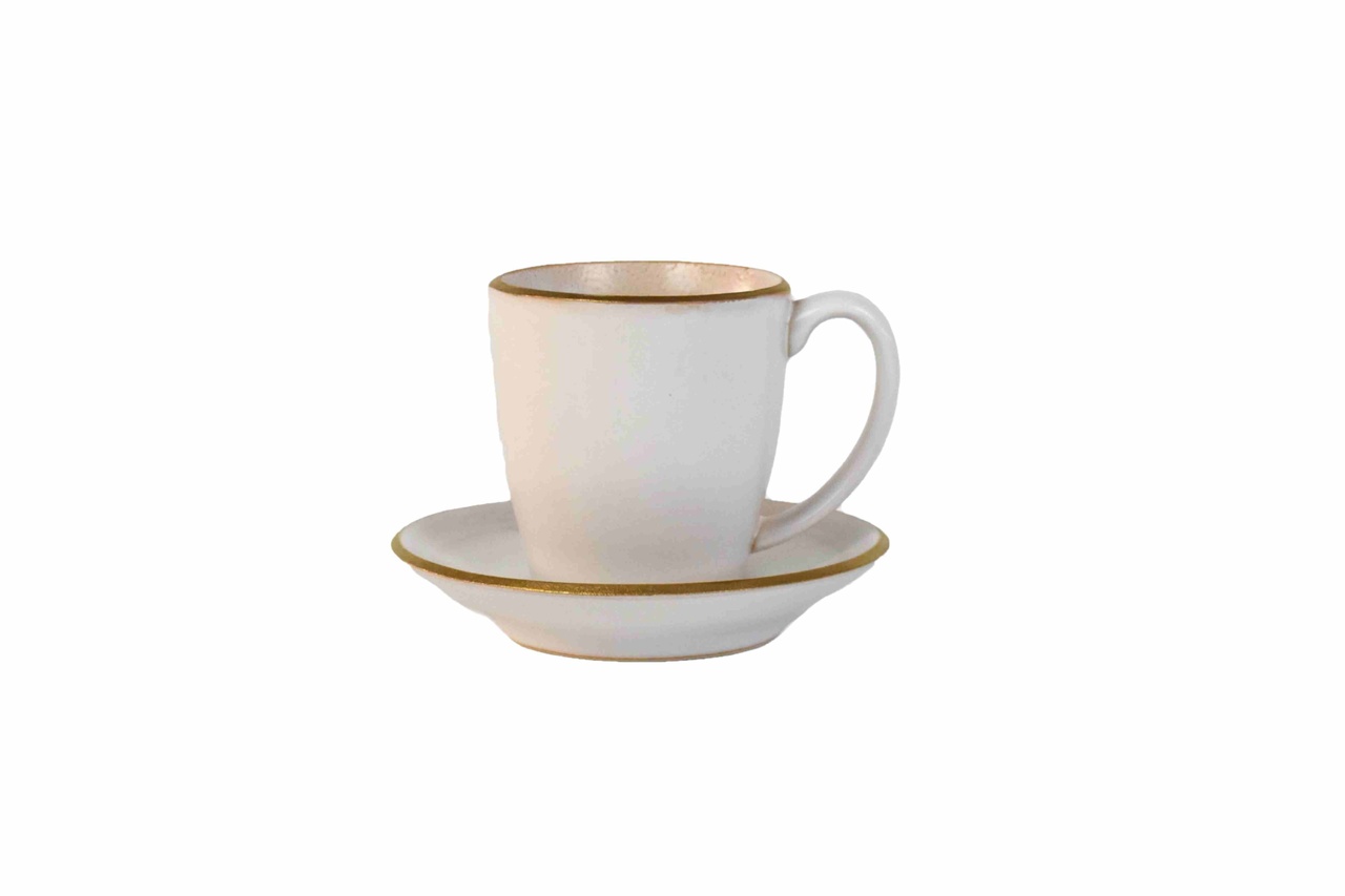 Heirol x Nosse Kaffekopp med fat 2,5 dl Edge, Ivory Gold