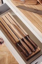 Heirol Knivblock för 4 knivar i låda, Ask, 40,5x12,2x4,2 cm