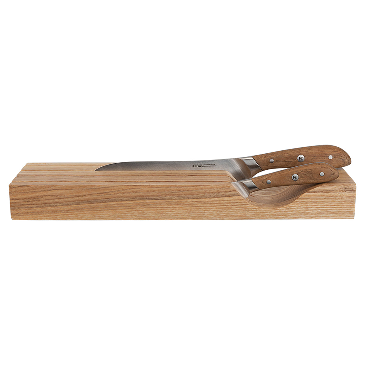 Heirol Knivblock för 4 knivar i låda, Ask, 40,5x12,2x4,2 cm