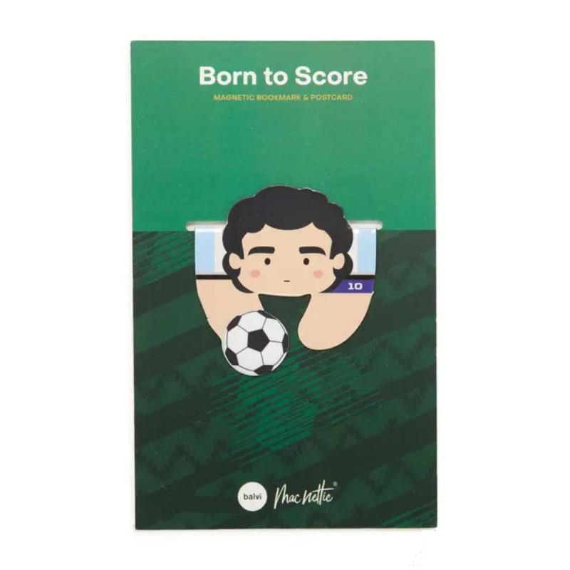 Magnetiskt bokmärke på Vykort Born to Score, Fotboll